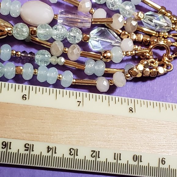 Four-strand seafoam green necklace/earrings - Picture 6 of 9